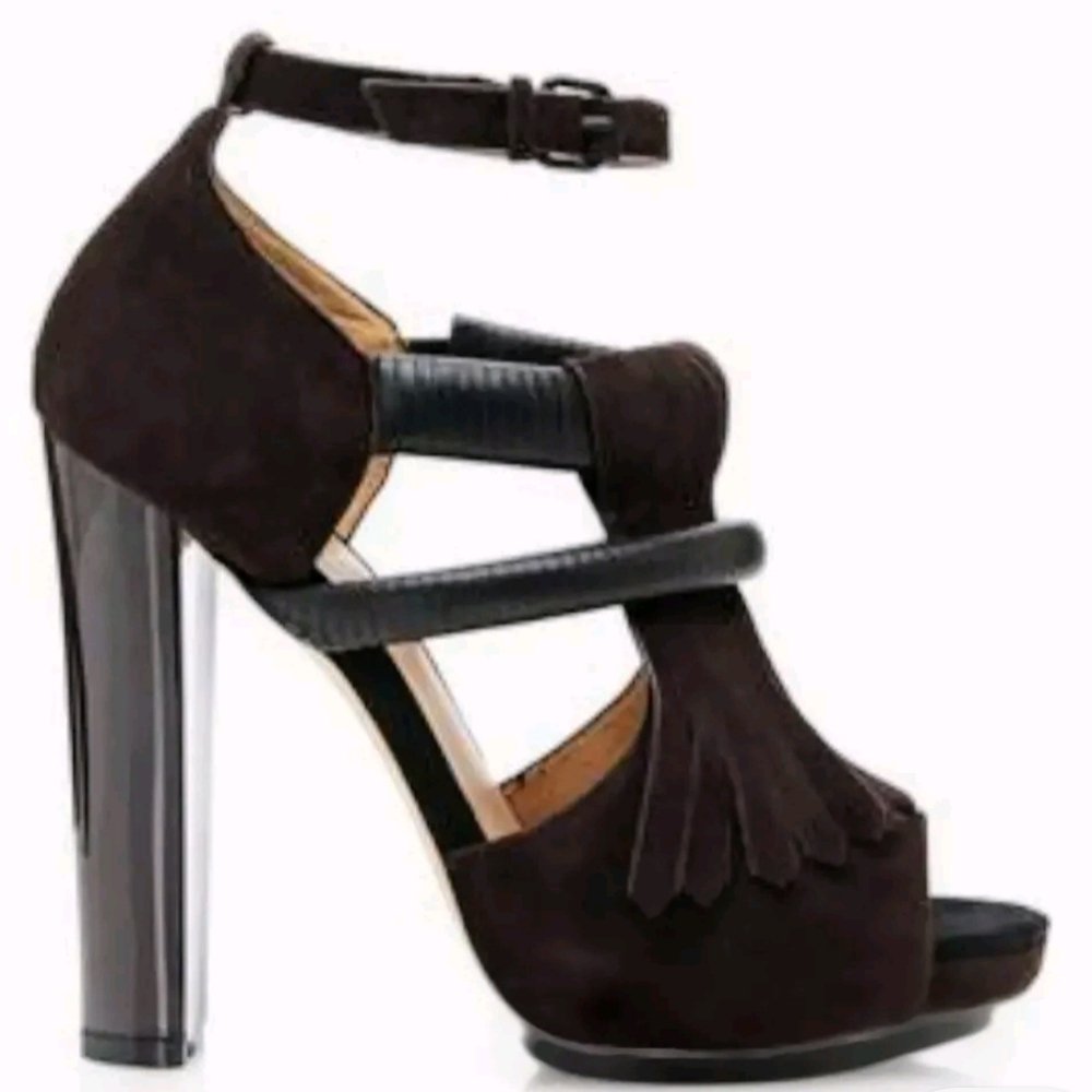 L.A.M.B. Brown Suede High Heels with Gorgeous Details
